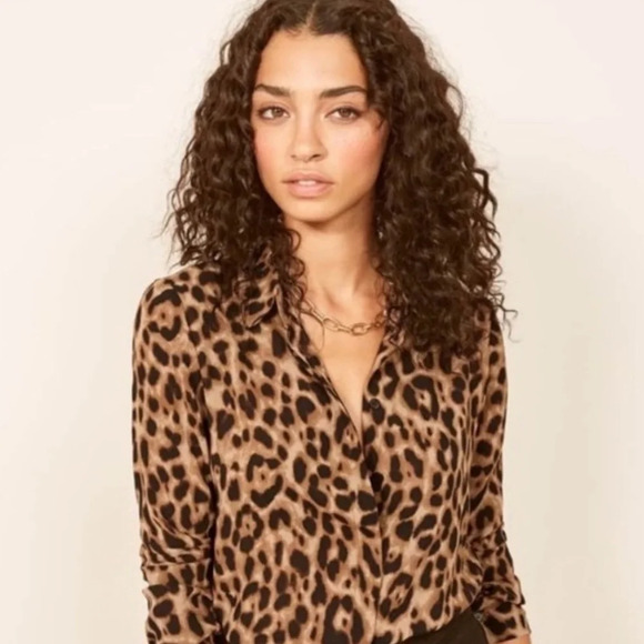 Reformation Tops - Reformation Violet Top in Leopard Size S
